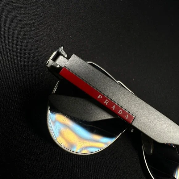 Prada Polarized Sunglasses Frame Men Silver Linnea‎ Rossa SPS 57U 449-5W1 Italy
